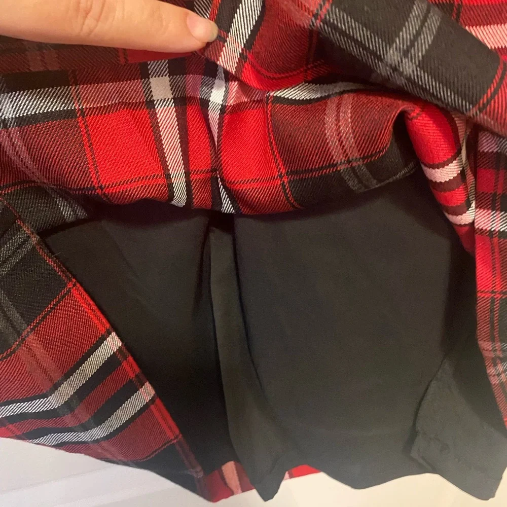 Boston Proper Red and Black Plaid Long Sleeve Dress - Picture 6 of 7